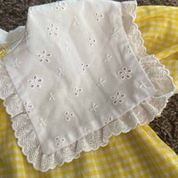 Vintage Yellow Gingham Party Dress Floral Easter Size 3x - Picture 10 of 15